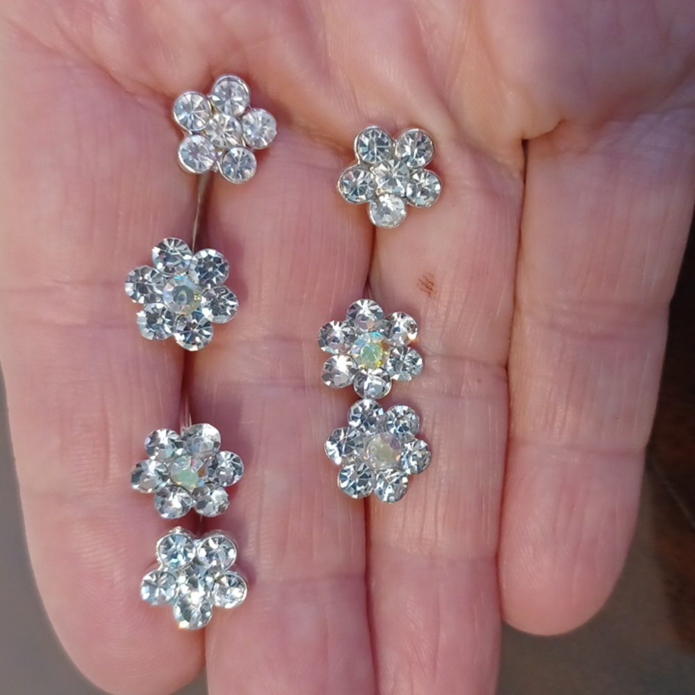 NEW! 7 Hair Pins Flower Design Clear Rhinestone wedding Headwear 5751